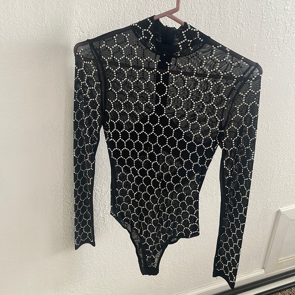Black body suit with jewels